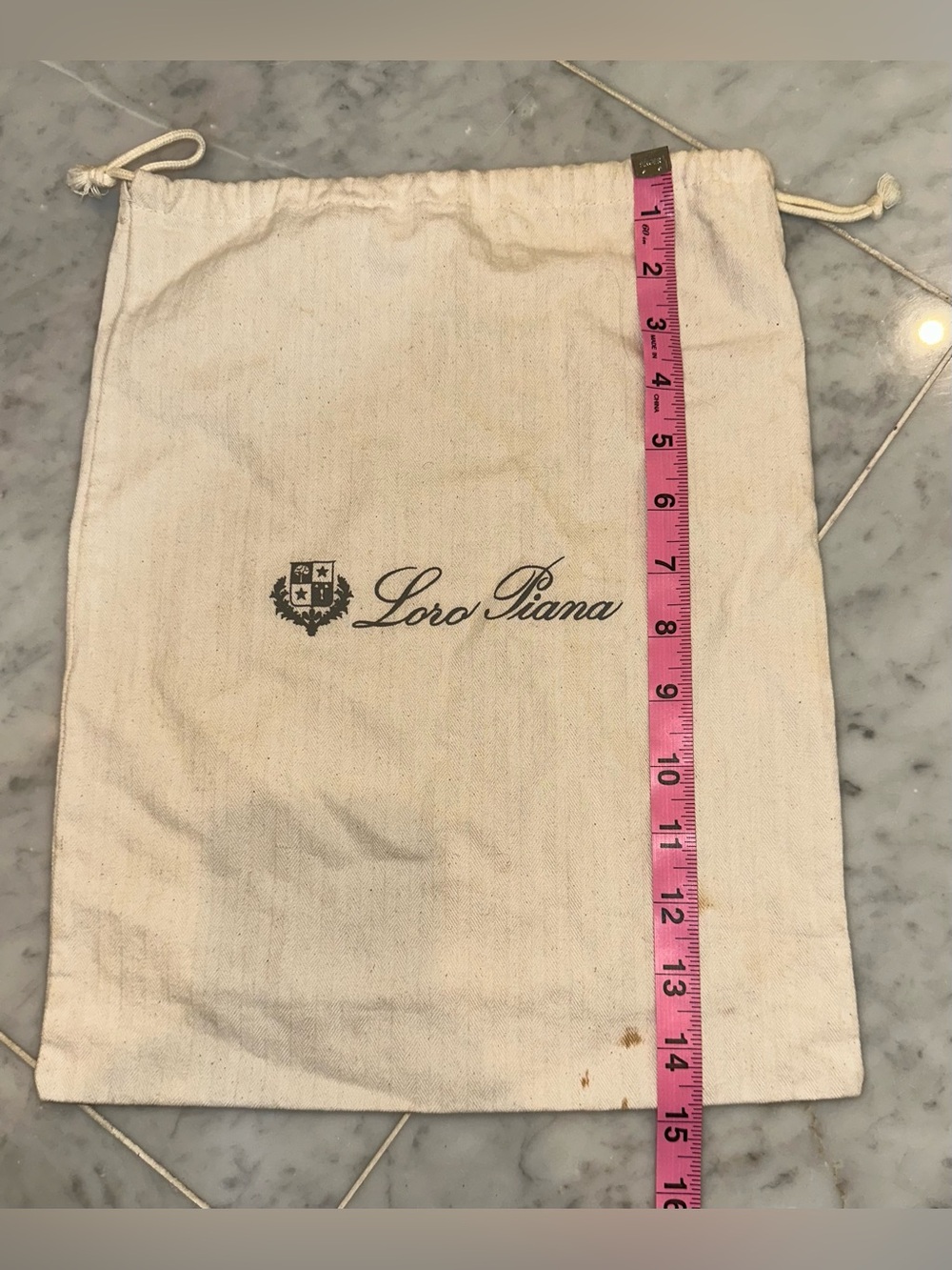 Loro Piana Cream Canvas Drawstring Pouch with Logo